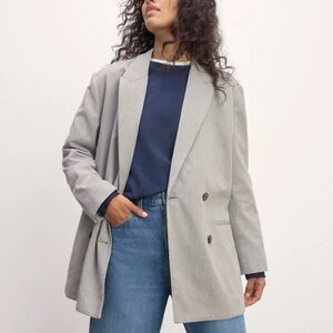 Everlane Womens' Double Breasted Blazer in Buttersmooth Heather Steel Sz 12